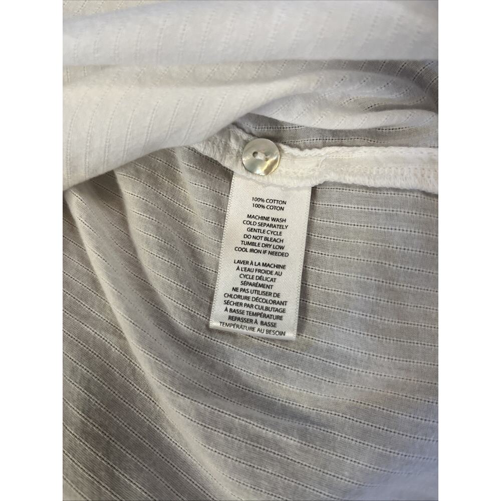 Beach Lunch Lounge L Tunic Long Sleeve White Stripe 100% Cotton Button Classic - Picture 9 of 9
